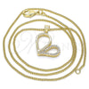 Collares con Dije 04.156.0319.20 Oro Laminado, Diseño de Corazón, con Blanca Micro Pave, Pulido, Tono Dorado (02 MM Thickness, 20 Inches Length)