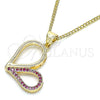 Collares con Dije 04.156.0319.1.20 Oro Laminado, Diseño de Corazón, con Rubi Micro Pave, Pulido, Tono Dorado (02 MM Thickness, 20 Inches Length)