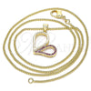 Collares con Dije 04.156.0319.1.20 Oro Laminado, Diseño de Corazón, con Rubi Micro Pave, Pulido, Tono Dorado (02 MM Thickness, 20 Inches Length)
