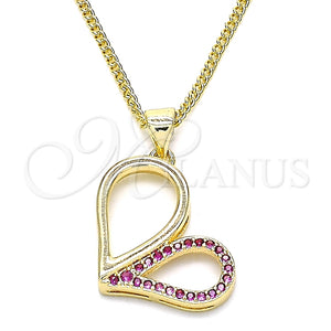 Collares con Dije 04.156.0319.1.20 Oro Laminado, Diseño de Corazón, con Rubi Micro Pave, Pulido, Tono Dorado (02 MM Thickness, 20 Inches Length)