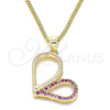 Collares con Dije 04.156.0319.1.20 Oro Laminado, Diseño de Corazón, con Rubi Micro Pave, Pulido, Tono Dorado (02 MM Thickness, 20 Inches Length)