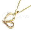 Collares con Dije 04.156.0319.2.20 Oro Laminado, Diseño de Corazón, con Micro Pave Granate, Pulido, Tono Dorado (Grosor 02 MM, 20 Pulgadas de Largo)