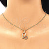 Juego de Arete y Dije de Adulto 10.156.0262.2 Oro Laminado, Diseño de Corazón, con Granate Micro Pave, Pulido, Tono Dorado