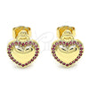 Arete Dormilona 02.156.0458.1 Oro Laminado, Diseño de Corazón, con Rubi Micro Pave, Pulido, Tono Dorado