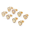 Arete Dormilona 02.156.0458.1 Oro Laminado, Diseño de Corazón, con Rubi Micro Pave, Pulido, Tono Dorado