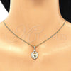 Collares con Dije 04.156.0320.20 Oro Laminado, Diseño de Corazón, con Blanca Micro Pave, Pulido, Tono Dorado (02 MM Thickness, 20 Inches Length)