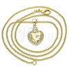 Collares con Dije 04.156.0320.20 Oro Laminado, Diseño de Corazón, con Blanca Micro Pave, Pulido, Tono Dorado (02 MM Thickness, 20 Inches Length)
