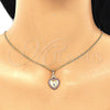 Juego de Arete y Dije de Adulto 10.156.0263.1 Oro Laminado, Diseño de Corazón, con Rubi Micro Pave, Pulido, Tono Dorado