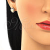 Juego de Arete y Dije de Adulto 10.156.0263.1 Oro Laminado, Diseño de Corazón, con Rubi Micro Pave, Pulido, Tono Dorado