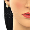 Juego de Arete y Dije de Adulto 10.156.0263.2 Oro Laminado, Diseño de Corazón, con Granate Micro Pave, Pulido, Tono Dorado