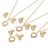 Juego de Arete y Dije de Adulto 10.156.0263.2 Oro Laminado, Diseño de Corazón, con Granate Micro Pave, Pulido, Tono Dorado