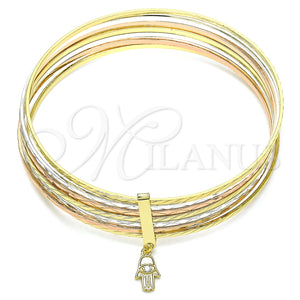 Aro Semanario 07.253.0007.06 Oro Laminado, Diseño de Mano de Dios, con Blanca Zirconia Cubica, Diamantado, Tres Tonos (02 MM Thickness, Size 6 (2.75 Diameter))