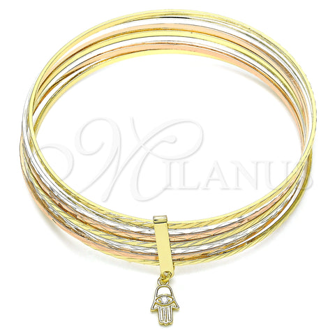 Aro Semanario 07.253.0007.06 Oro Laminado, Diseño de Mano de Dios, con Blanca Zirconia Cubica, Diamantado, Tres Tonos (02 MM Thickness, Size 6 (2.75 Diameter))