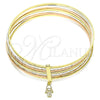 Aro Semanario 07.253.0007.06 Oro Laminado, Diseño de Mano de Dios, con Blanca Zirconia Cubica, Diamantado, Tres Tonos (02 MM Thickness, Size 6 (2.75 Diameter))