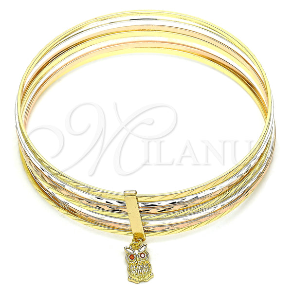 Aro Semanario 07.253.0009.06 Oro Laminado, Diseño de Búho, con Granate Cristal, Diamantado, Tres Tonos (02 MM Thickness, Size 6 (2.75 Diameter))