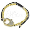 Pulsera Bolo Ajustable 03.341.0084.11 Oro Laminado, Diseño de Bola, con Blanca Micro Pave, Pulido, Tono Dorado (04 MM Thickness, 11 Inches Length)