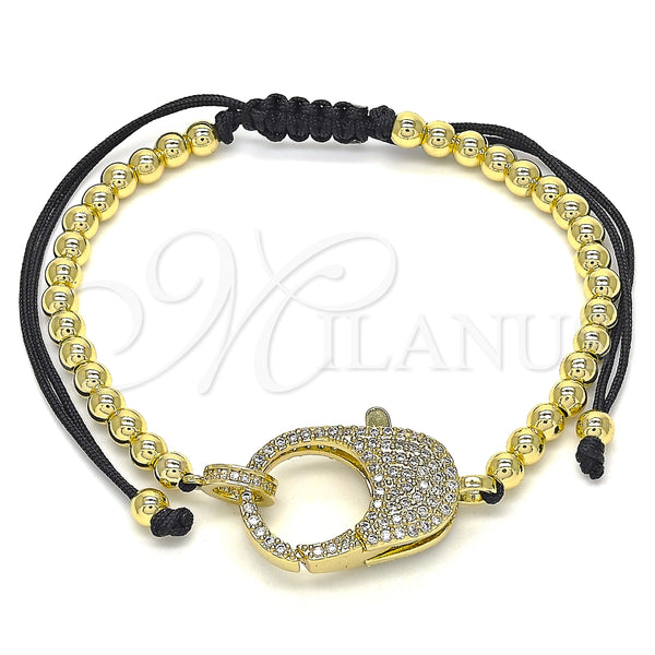 Pulsera Bolo Ajustable 03.341.0084.11 Oro Laminado, Diseño de Bola, con Blanca Micro Pave, Pulido, Tono Dorado (04 MM Thickness, 11 Inches Length)