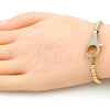 Pulsera Bolo Ajustable 03.341.0087.11 Oro Laminado, Diseño de Bola, con Blanca Micro Pave, Pulido, Tono Dorado (04 MM Thickness, 11 Inches Length)