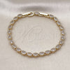 Pulsera Tennis 03.283.0025.08 Oro Laminado, con Blanca Zirconia Cubica, Pulido, Tono Dorado (04 MM Thickness, 8 Inches Length)