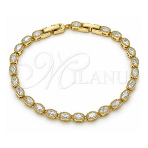 Pulsera Tennis 03.283.0025.08 Oro Laminado, con Blanca Zirconia Cubica, Pulido, Tono Dorado (04 MM Thickness, 8 Inches Length)