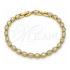 Pulsera Tennis 03.283.0025.08 Oro Laminado, con Blanca Zirconia Cubica, Pulido, Tono Dorado (04 MM Thickness, 8 Inches Length)