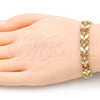 Pulsera Tennis 03.283.0030.1.08 Oro Laminado, Diseño de Oja, con Granate and Blanca Zirconia Cubica, Pulido, Tono Dorado (09 MM Thickness, 8 Inches Length)