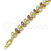Pulsera Tennis 03.283.0030.1.08 Oro Laminado, Diseño de Oja, con Granate and Blanca Zirconia Cubica, Pulido, Tono Dorado (09 MM Thickness, 8 Inches Length)