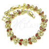 Pulsera Tennis 03.283.0030.1.08 Oro Laminado, Diseño de Oja, con Granate and Blanca Zirconia Cubica, Pulido, Tono Dorado (09 MM Thickness, 8 Inches Length)