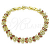 Pulsera Tennis 03.283.0030.1.08 Oro Laminado, Diseño de Oja, con Granate and Blanca Zirconia Cubica, Pulido, Tono Dorado (09 MM Thickness, 8 Inches Length)