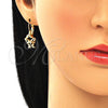 Arete Gancho Frances 02.210.0377.2 Oro Laminado, Diseño de Niñita Pequeña, con Negro and Blanca Micro Pave, Pulido, Tono Dorado