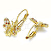 Arete Gancho Frances 02.210.0378.1 Oro Laminado, Diseño de Abeja, con Granate and Blanca Micro Pave, Pulido, Tono Dorado