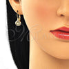 Arete Gancho Frances 02.210.0379.3 Oro Laminado, Diseño de Mariposa, con Multicolor Micro Pave, Pulido, Tono Dorado