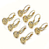 Arete Gancho Frances 02.210.0379.3 Oro Laminado, Diseño de Mariposa, con Multicolor Micro Pave, Pulido, Tono Dorado