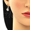 Arete Gancho Frances 02.210.0381 Oro Laminado, Diseño de Mariposa, con Blanca Zirconia Cubica, Pulido, Tono Dorado