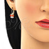 Arete Gancho Frances 02.210.0381.1 Oro Laminado, Diseño de Mariposa, con Granate and Blanca Zirconia Cubica, Pulido, Tono Dorado