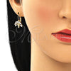Arete Gancho Frances 02.210.0383 Oro Laminado, Diseño de Ãrbol, con Blanca Zirconia Cubica, Pulido, Tono Dorado