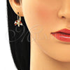 Arete Gancho Frances 02.210.0383.1 Oro Laminado, Diseño de Ãrbol, con Granate and Blanca Zirconia Cubica, Pulido, Tono Dorado