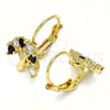 Arete Gancho Frances 02.210.0383.2 Oro Laminado, Diseño de Ãrbol, con Negro and Blanca Zirconia Cubica, Pulido, Tono Dorado