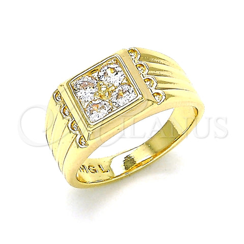 Anillo Infantil 01.185.0017.05 Oro Laminado, con Blanca Zirconia Cubica, Pulido, Tono Dorado (Size 5)