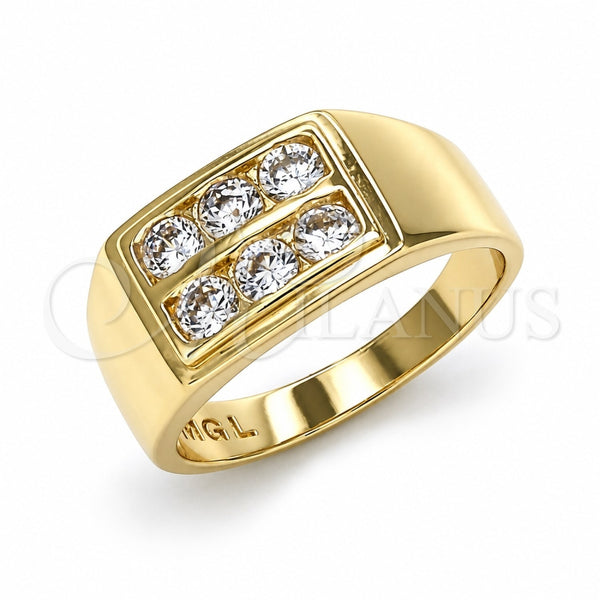 Anillo Infantil 01.185.0018.05 Oro Laminado, con Blanca Zirconia Cubica, Pulido, Tono Dorado (Size 5)