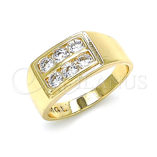 Anillo Infantil 01.185.0018.05 Oro Laminado, con Blanca Zirconia Cubica, Pulido, Tono Dorado (Size 5)