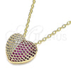 Collares con Dije 04.156.0217.1.18 Oro Laminado, Diseño de Corazón, con Rubi and Blanca Micro Pave, Pulido, Tono Dorado (02 MM Thickness, 18 Inches Length)
