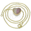 Collares con Dije 04.156.0217.1.18 Oro Laminado, Diseño de Corazón, con Rubi and Blanca Micro Pave, Pulido, Tono Dorado (02 MM Thickness, 18 Inches Length)