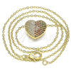 Collares con Dije 04.156.0217.2.18 Oro Laminado, Diseño de Corazón, con Granate and Blanca Micro Pave, Pulido, Tono Dorado (02 MM Thickness, 18 Inches Length)