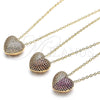 Collares con Dije 04.156.0217.2.18 Oro Laminado, Diseño de Corazón, con Granate and Blanca Micro Pave, Pulido, Tono Dorado (02 MM Thickness, 18 Inches Length)