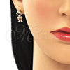 Arete Dormilona 02.210.0385.1 Oro Laminado, Diseño de Niñito Pequeño, con Multicolor Micro Pave, Pulido, Tono Dorado