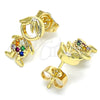 Arete Dormilona 02.210.0385.1 Oro Laminado, Diseño de Niñito Pequeño, con Multicolor Micro Pave, Pulido, Tono Dorado