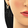 Juego de Arete y Dije de Adulto 10.210.0151.1 Oro Laminado, Diseño de Niñita Pequeña, con Multicolor Micro Pave, Pulido, Tono Dorado