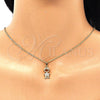 Juego de Arete y Dije de Adulto 10.210.0152 Oro Laminado, Diseño de Niñito Pequeño, con Blanca Micro Pave, Pulido, Tono Dorado