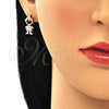 Juego de Arete y Dije de Adulto 10.210.0152 Oro Laminado, Diseño de Niñito Pequeño, con Blanca Micro Pave, Pulido, Tono Dorado